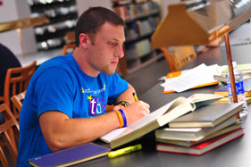 Image of a student styudying in the reading room