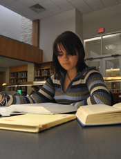 Picture of a student studying in the reading room