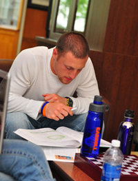 Image of a student studying in the coffee shop