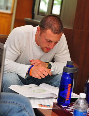 Image of a student studying in the coffee shop