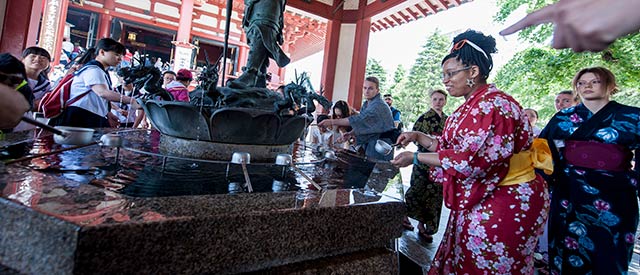 Student at a Japanese temple