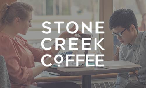 students eating with a Stone Creek Coffee logo superimpossed