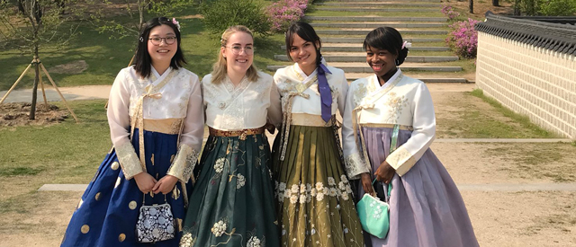 Carroll students studying in Korea