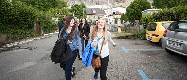 Students walking in Geneva, Switzerland