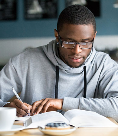 college student writing