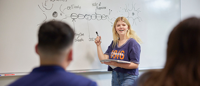 Student teaching other students.