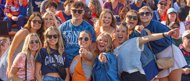 Students in the stands cheering.