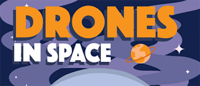 Drones in space graphic