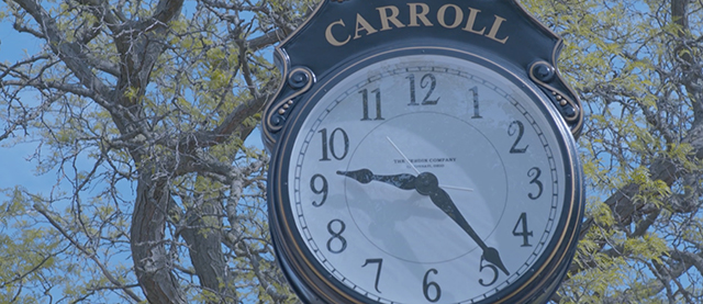 Carroll clock on campus