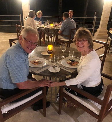 Carroll alum and husband of 50 years at dinner