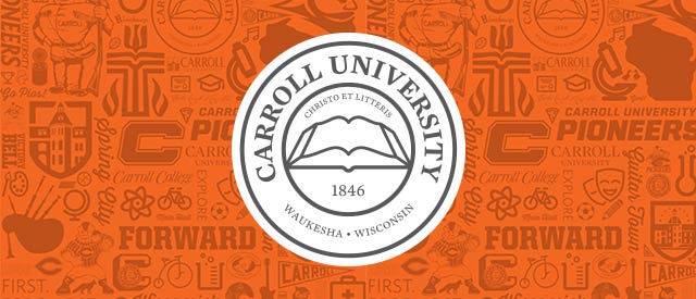 Carroll University seal on heritage background