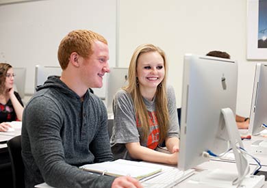 Students working on computers