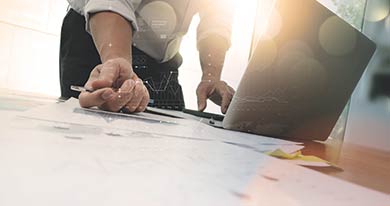 Business professional working on analytics project