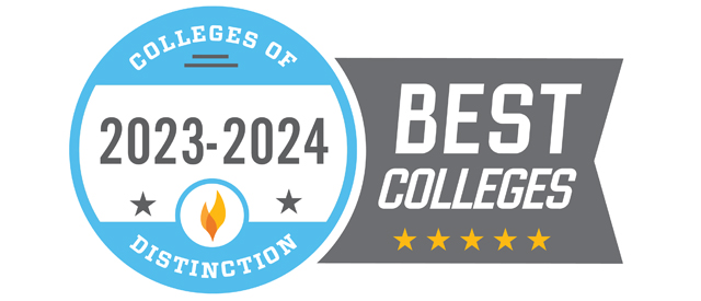 Colleges of Distinction 2023-2024 badge for best colleges.