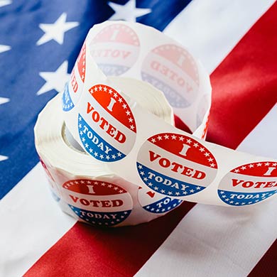 US Flag and I Voted Stickers