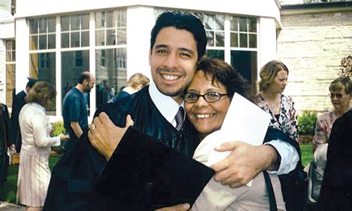 Carroll graduate getting a hug