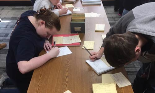 carroll students conducting research at the Waukesha County Museum 