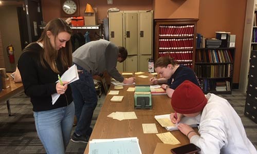 carroll students conducting research at the Waukesha County Museum 