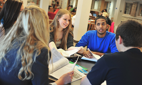 group of students in learning commons