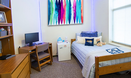 An example of a single dorm room. 