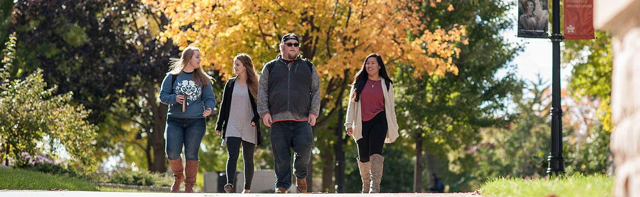 students walking on campus