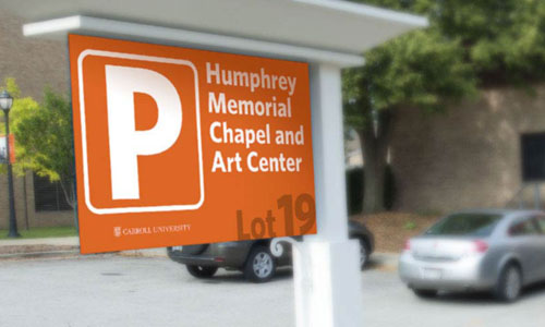 A parking sign from Carroll's campus. 